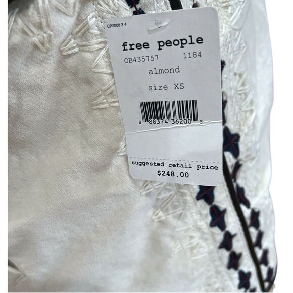 NWT Free People Boho Embroidered Faux Fur Vest in Almond Size XS - Picture 6 of 10